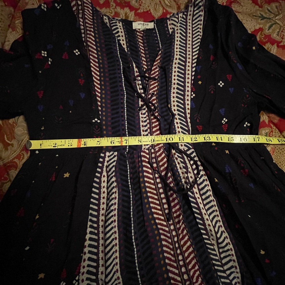 Umgee Westen Bohemian Navy Multi Patterns Lace Up… - image 8